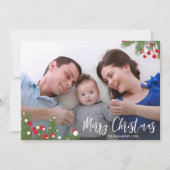 パインベリーボタニカルメリークリスマスホリデーフォト シーズンカード (正面)