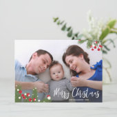 パインベリーボタニカルメリークリスマスホリデーフォト シーズンカード (スタンド正面)