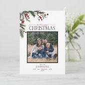 パインベリーメリークリスマススクリプトフォトホリデーCa シーズンカード (スタンド正面)