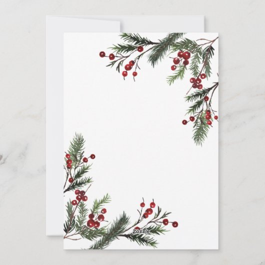 パインベリーメリークリスマススクリプトフォトホリデーCa シーズンカード (裏面)