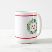 パインベリーリースモノグラムクリスマス コーヒーマグカップ (正面右)