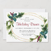 パインホリエレガントベリークリスマスホリデーディナー 招待状 (正面)