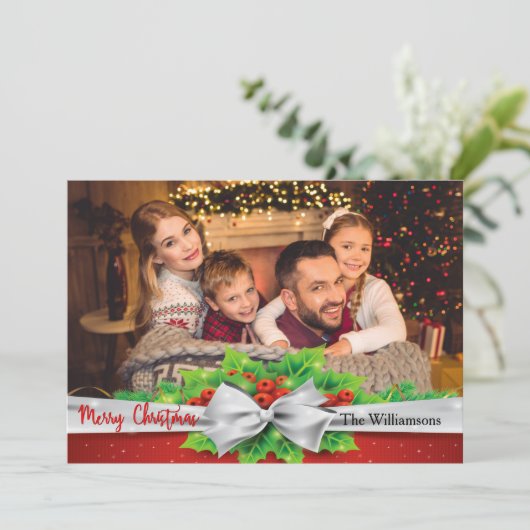 パインボウ(柊の写真のクリスマス) シーズンカード (スタンド正面)