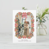 パインポインセチアオレンジホリデーガーランドフォトカード シーズンカード (スタンド正面)