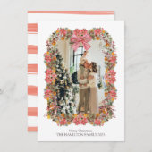 パインポインセチアオレンジホリデーガーランドフォトカード シーズンカード (正面/裏面)