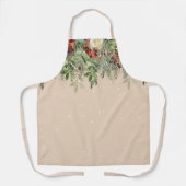 パインポインセティアレッドフラワーホリデー エプロン (正面)