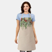 パインポインセティアレッドフラワーホリデー エプロン (着用した状態)