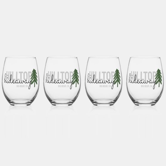 パインマウンテンキャビンレンタル- ステムなしワイングラス (正面)