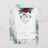 パインマウンテンバラウィンターウェディングRSVP エンクロージャーカード (正面/裏面)