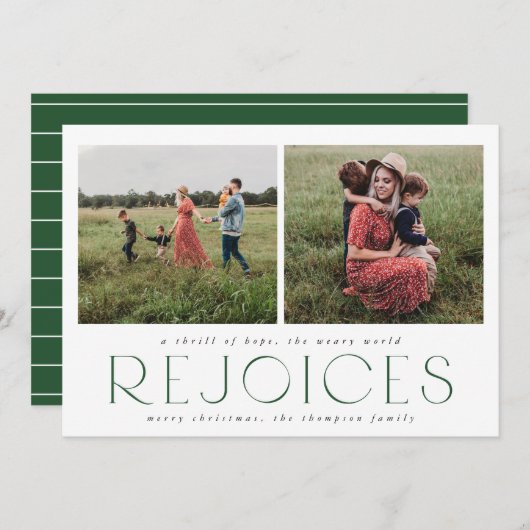 パインミニマルで宗教的なクリスマスフォトカード 招待状 (正面/裏面)