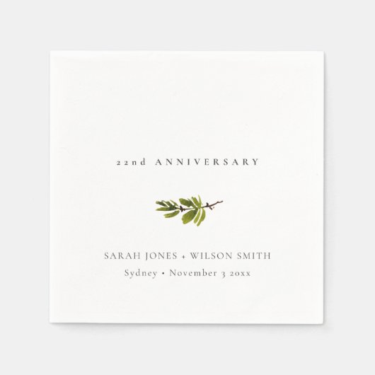 パインミニマルブランチエレガント任意の年周年記念 スタンダードカクテルナプキン (正面)