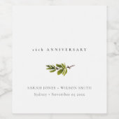 パインミニマルブランチエレガント任意の年周年記念 ワインラベル (シングルラベル)