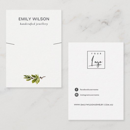 パインミニマルブランチフリージバンドネックレスディスプレイ 名刺 (正面/裏面)