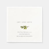 パインミニマルブランチ私たちの初めてのクリスマスジョイ&ラブ スタンダードカクテルナプキン (正面)