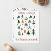 パインミニマル素朴クリスマス ノートカード (正面/裏面インサイチュ)