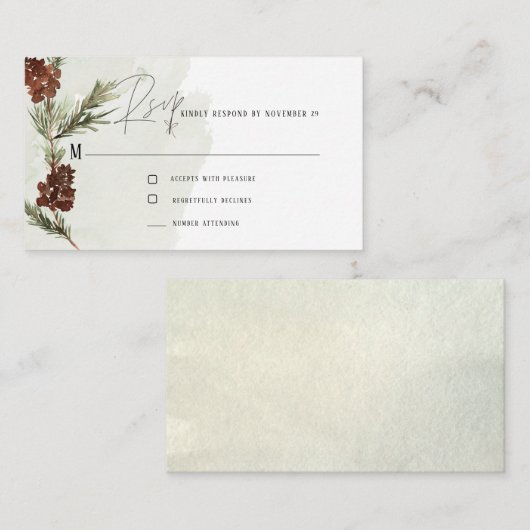 パインモダンウォーター色RSVPエンクロージャカード エンクロージャーカード (正面/裏面)