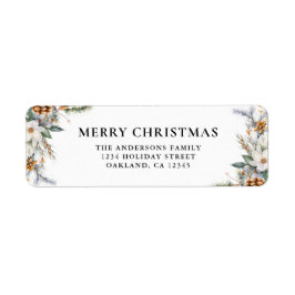 パインモダンエレガントツリーグリーリーメリークリスマス ラベル