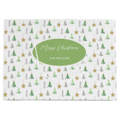 パインモダンカラフルツリーの水の色パターン ラージペーパーバッグ (正面)