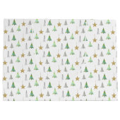 パインモダンカラフルツリーの水の色パターン ラージペーパーバッグ (裏面)