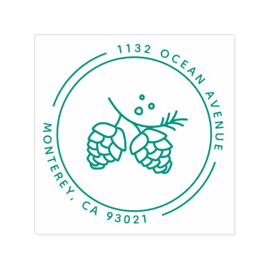 パインモダンコーンラインイラストレーション差出人住所 セルフインキングスタンプ (デザイン)