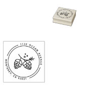 パインモダンコーンラインイラストレーション差出人住所 ラバースタンプ (押印)