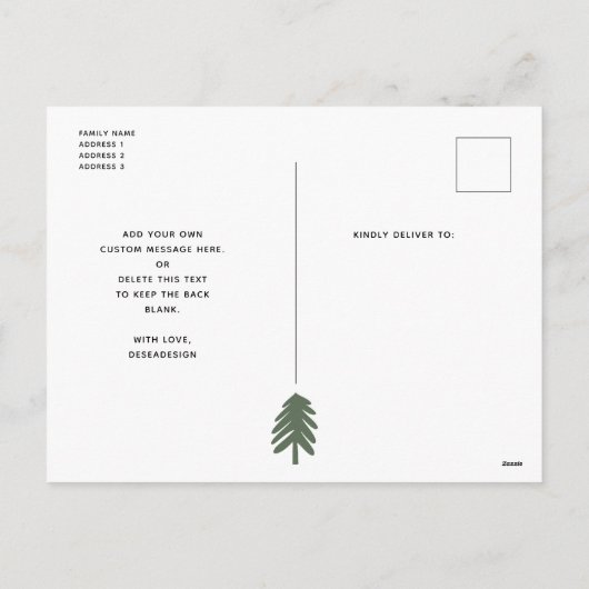 パインモダンスクリスマススクリプトミニマリスト2写真 シーズンポストカード (裏面)