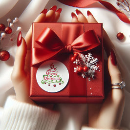 パインモダンステッカーのメリークリスマスタイポグラフィ ラウンドシール