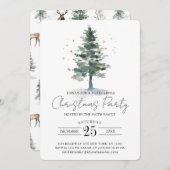 パインモダンツリースクリプトクリスマスパーティの招待状 シーズンカード (正面/裏面)