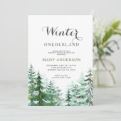 パインモダンツリーズウィンターオネダーランド誕生日 招待状 (スタンド正面)