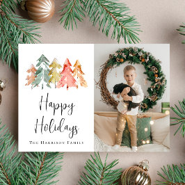 パインモダンツリー水彩写真クリスマス シーズンカード