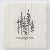 パインモダン素朴ツリーファームハウス ストーンコースター (正面)