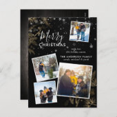 パインモダン&スノークリスマス4フォトコラージュカード シーズンポストカード (正面/裏面)