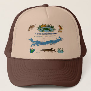 パインリバー池NH - GO FISH Brown Trucker Hat キャップ
