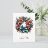 パインリースとホリークリスマスサンキュー ポストカード (スタンド正面)