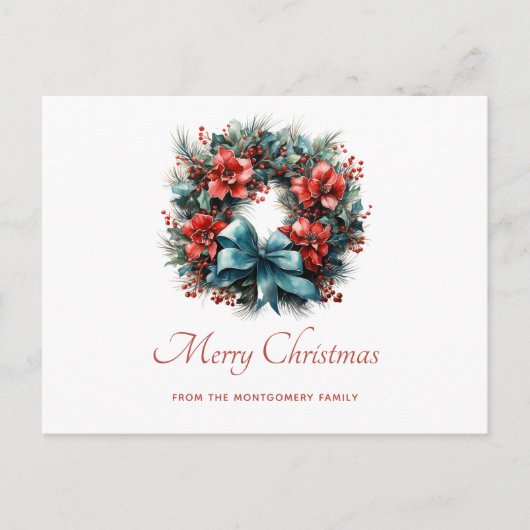 パインリースとホリークリスマスホリデイ シーズンポストカード (正面)