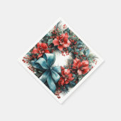 パインリースとホリークリスマス スタンダードカクテルナプキン (角)