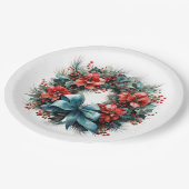 パインリースとホリークリスマス ペーパープレート (アングル)