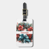 パインリースとホリークリスマス ラゲッジタグ (正面縦)