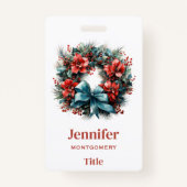 パインリースとホリーフェスティバルクリスマス バッジ (正面)