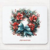 パインリースとホリーフェスティバルクリスマス マウスパッド (正面)