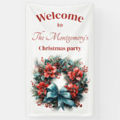 パインリースとホリーフェスティバルクリスマス 横断幕 (縦)