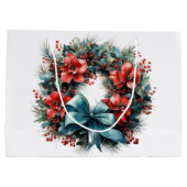 パインリースと赤い花とホリー ラージペーパーバッグ (裏面)