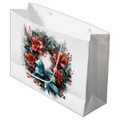 パインリースと赤い花とホリー ラージペーパーバッグ (正面アングル)