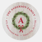 パインリースモノグラムホリデイ差出人住所 ラウンドシール (正面)
