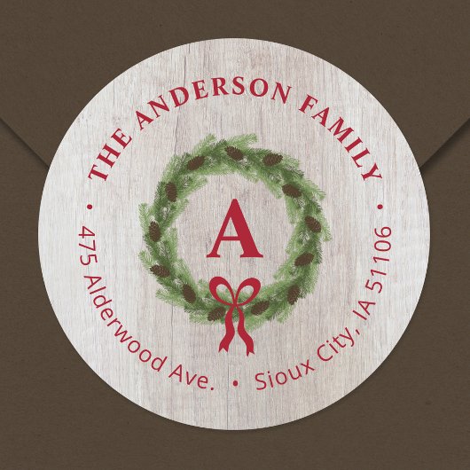 パインリースモノグラムホリデイ差出人住所 ラウンドシール