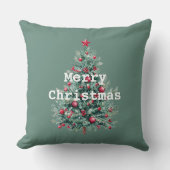 パインレッドメリークリスマスツリーサンタ（背面） クッション (正面)
