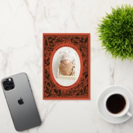 パイン伝統的とホリーの写真 箔シーズンカード