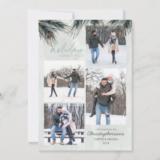 パイン大枝ウォーターカラーホリディグリーティング4写真 シーズンカード (正面)