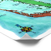 パイン島サニベルCaptiva諸島フロリダの地図 ポスター (角)