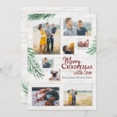 パイン素朴とウッドの写真コラージクリスマス シーズンカード (正面/裏面)